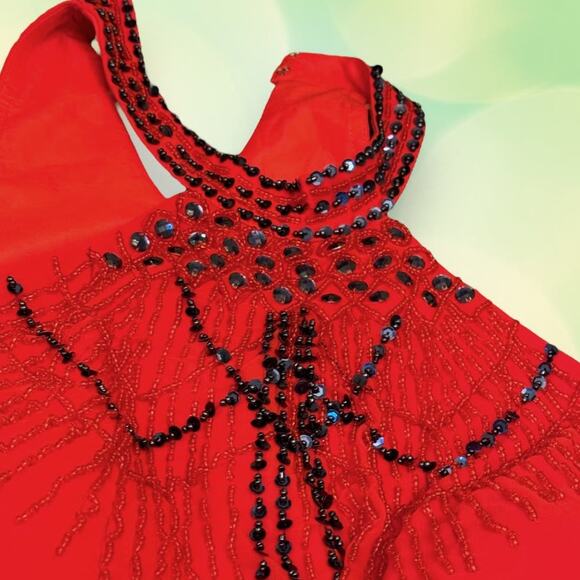 TS Couture Bright Red Halter Sequin Prom Formal Mini Dress Size XL - Picture 4 of 12